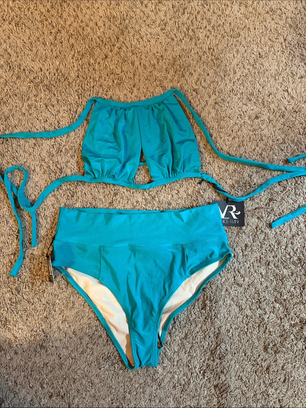 Teal High-Waist Bikini Set